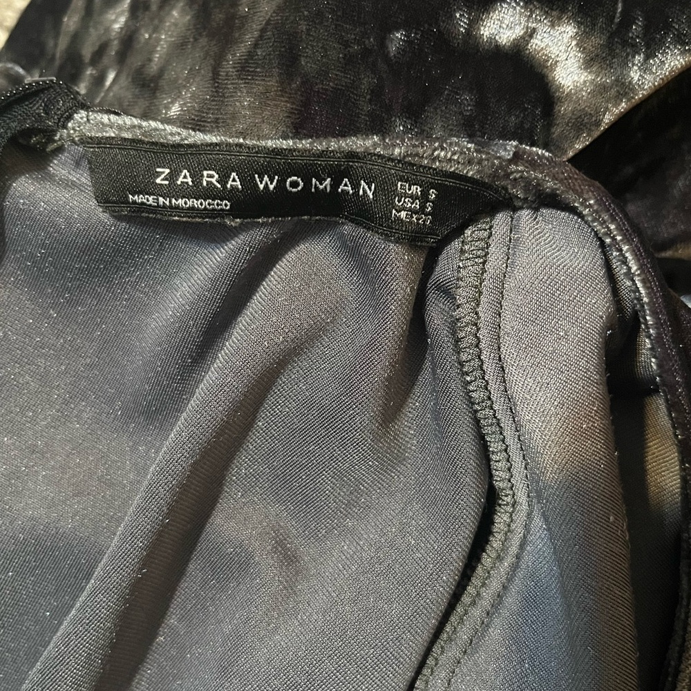 Zara Crushed Velvet Charcoal Gray Dress - Picture 4 of 7